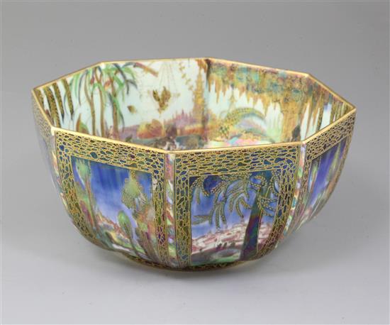 A Wedgwood Fairyland lustre 9 inch octagonal bowl, designed Daisy Makeig-Jones, 22.8cm